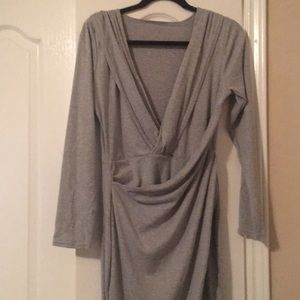 Gray jersey wrap dress